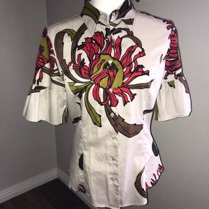 Robert Graham Bell Short Sleeves Floral Size M Top